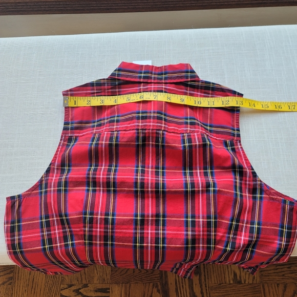 New! J Crew sz Medium M Red Tartan plaid cotton top shirt signature fit NWT - Picture 6 of 11